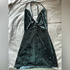 Emerald green velvet dress